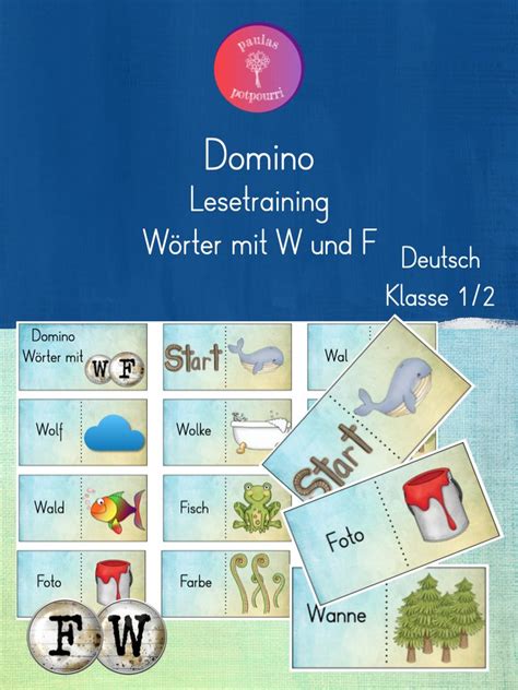 Domino Genaues Lesen W Rter Mit W Und F Unterrichtsmaterial Im Fach