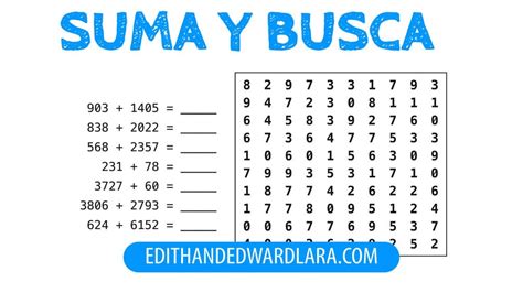 Suma y Busca Matemática Divertida Sopa de Números para Niños en