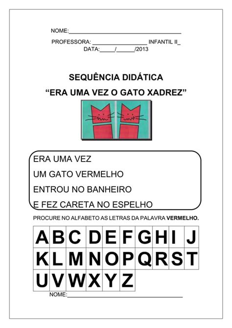 244287345 Sequencia Didatica O Gato Xadrez Atividades Docx PDF