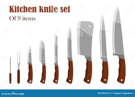 Knifes Set Or Kitchen Knives Cutlery Set Vector Illustration Stock Illustration Illustration