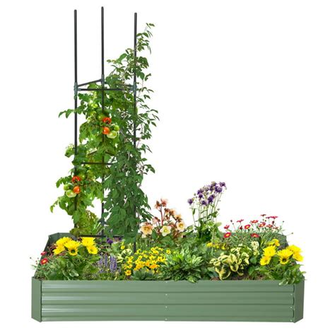 Outsunny Raised Garden Bed Galvanized Elevated Planter Box With 2