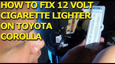 How To Fix 12v Cigarette Lighter Fuse On Toyota Corolla Youtube