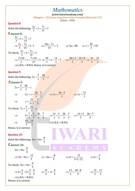 Ncert Solutions For Class 8 Maths Chapter 2 Exercise 2 1