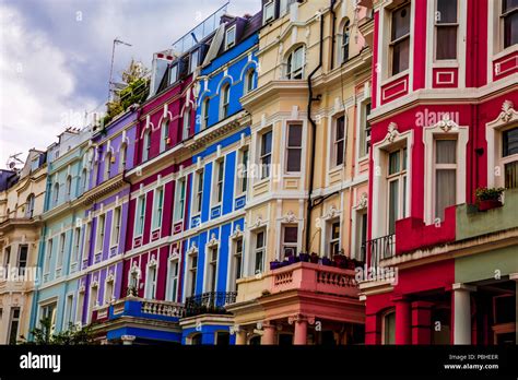 Typical colorful houses of Notting Hill, district near Portobello Road, London, UK Stock Photo ...