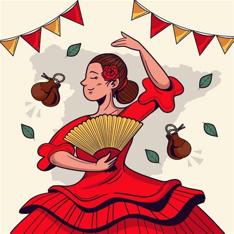 Ilustración de mujer flamenca dibujada a mano Vector Gratis