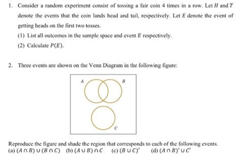 Solved Consider A Random Experiment Consist Of Tossing A Chegg