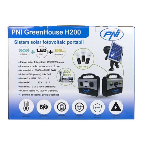 Photovoltaic Solar System PNI GreenHouse H200 Lithium Battery 3 Bulbs