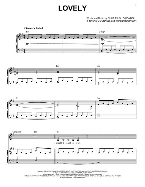 Billie Eilish Khalid Lovely From Reasons Why Sheet Music