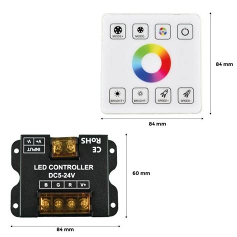 Contr Leur Rgb Pour Bande Led Avec Panneau Tactile Rf V Dc