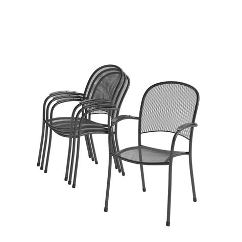 Royal Garden Commercial Steel Mesh Stack Outdoor Patio Chairs 4 Pack