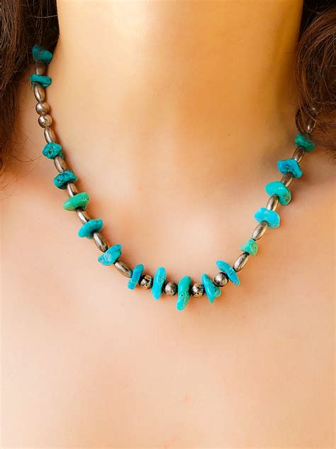 1960’s Unique Raw Turquoise Stone Navajo Vintage Necklace | Edgy Jewelry