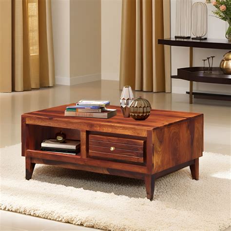 Quinlan Solid Sheesham Wood Coffee Table Shagun Arts