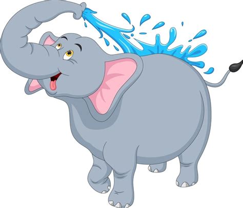 Premium Vector | Cartoon baby elephant playing water