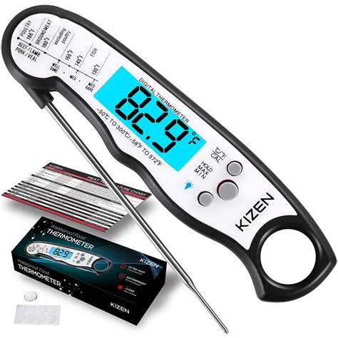 Kizen Instant Read Meat Thermometer Best Waterproof Ultra Fast Thermometer With Backlight