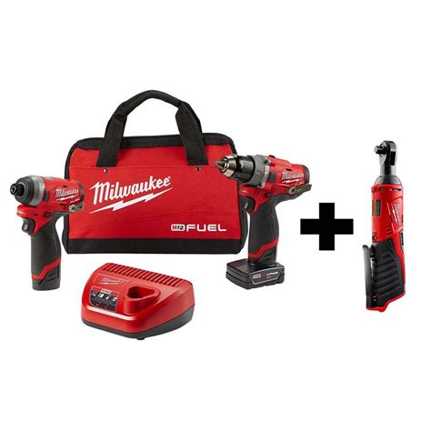 Milwaukee M12 Fuel Cordless Compact 2 Tool Combo Kit 2598 22 2457 20