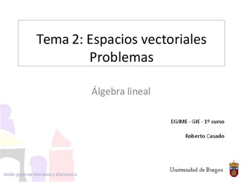 Problemas Tema 2 Espacios Vectoriales Pdf