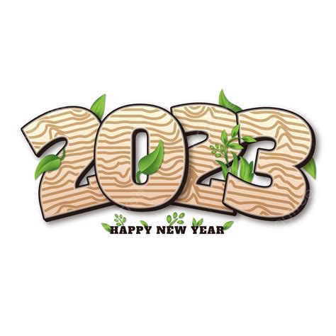 Happy New Year Leaf And Wooden Text Text Happy New