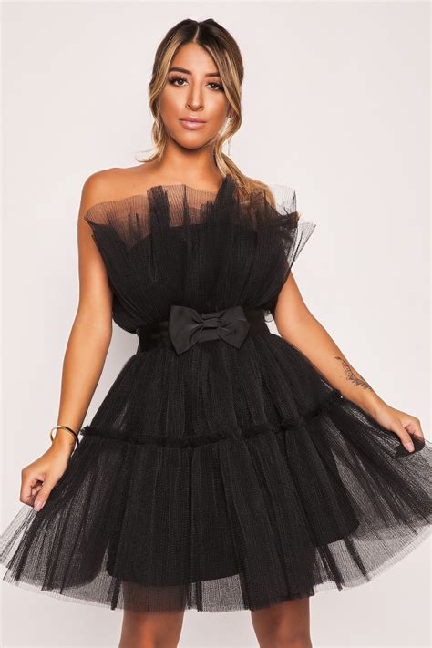 Robe Bustier Noire En Tulle Brentiny Paris