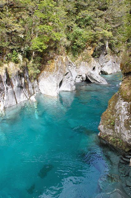 ne: The Blue Pools of Makarora River, South Island, New Zealand