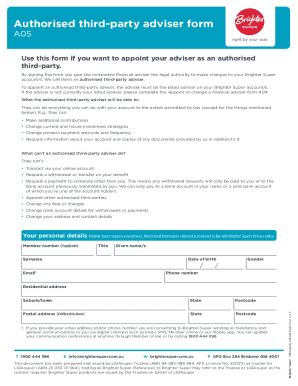 Fillable Online Authorised Third Party Adviser Form A Fax Email