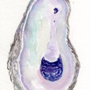 Original Oyster Shell Watercolor Painting Beach X Shell Etsy