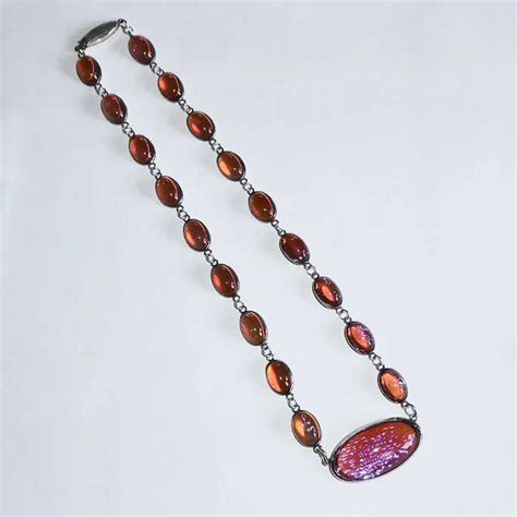 Rare Mystical Sterling And Dragons Breath Cabochon Neck Gem