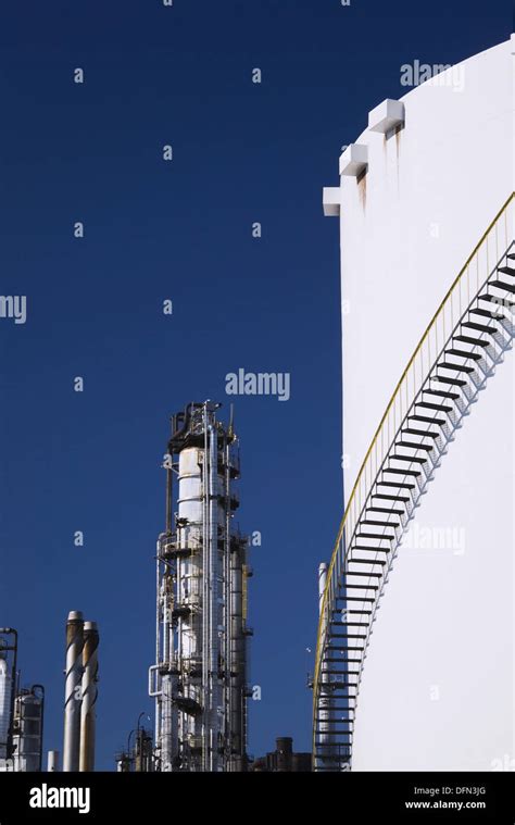 Oil Refinery And Storage Tank Montreal East Quebec Canada Stock