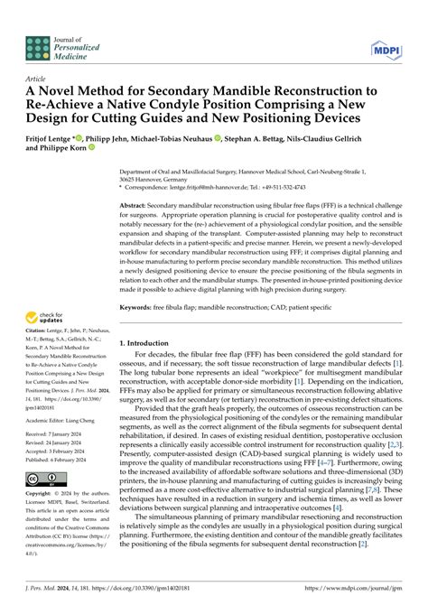 Pdf A Novel Method For Secondary Mandible Reconstruction To Re