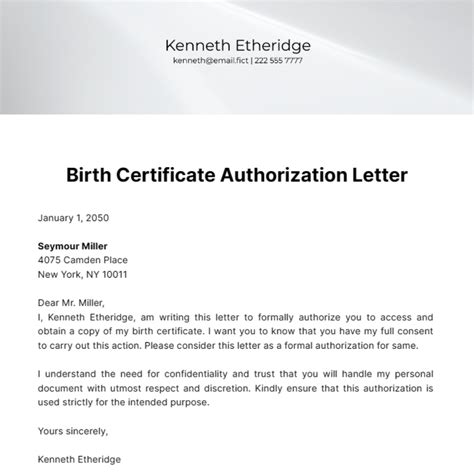 Authorization Letter Sample Birth Certificate