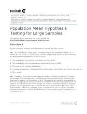 Population Mean Hypothesis Testing Exercises Interpretations