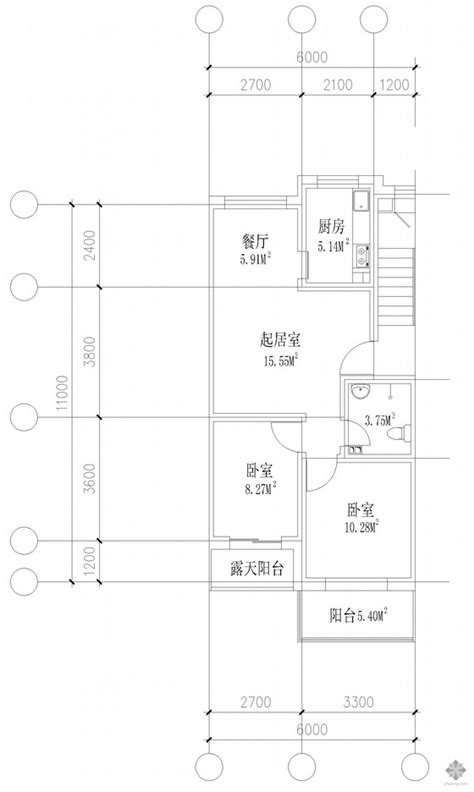 板式多层两室单户户型图127 建筑户型图 筑龙建筑设计论坛