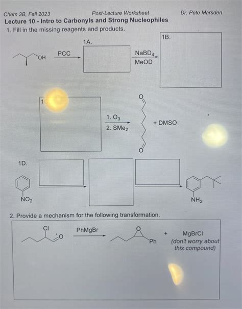 Solved Chem B Fall Post Lecture Worksheet Dr Pete Chegg