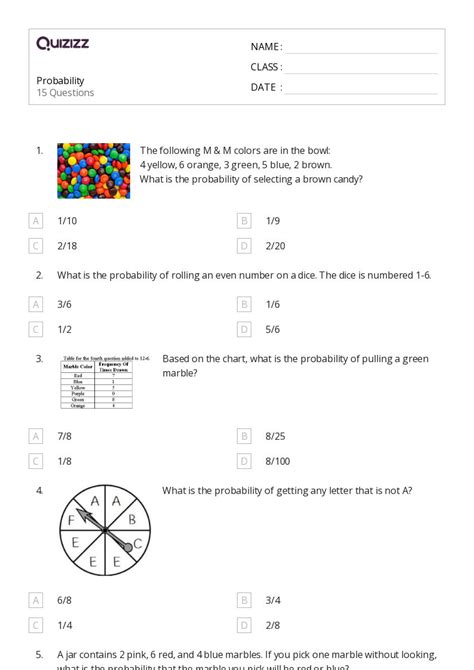 50 Probability Worksheets For 8th Class On Quizizz Free Printable