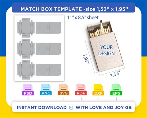 Matchbox Template Svg Png Dxf Eps Canva Label Wrapper Etsy