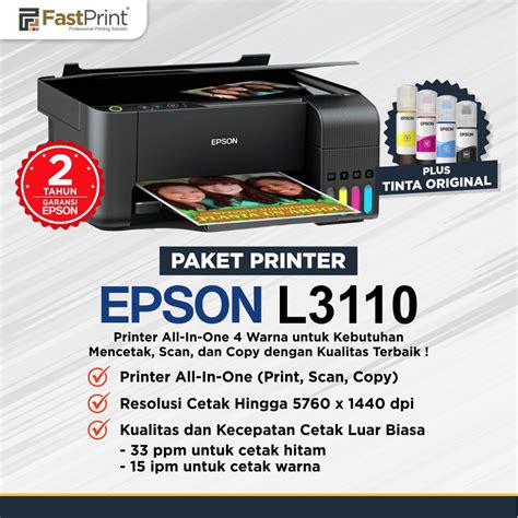 Jual Printer Epson L3110 Ecotank Print Copy Scan Plus Tinta Ultimate Uv