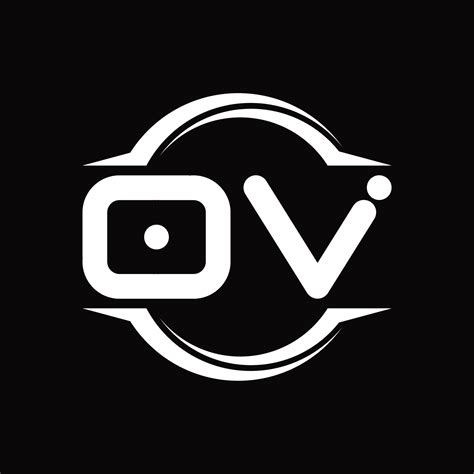 OV Logo Monogram With Circle Rounded Slice Shape Design Template