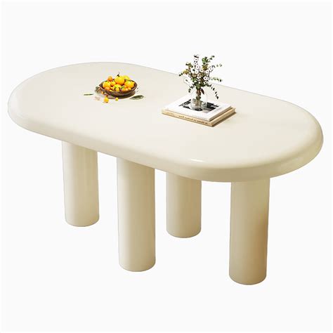 Guyii 55.1'' Cream White Dining Table, Oval Kitchen Table, Modern ...