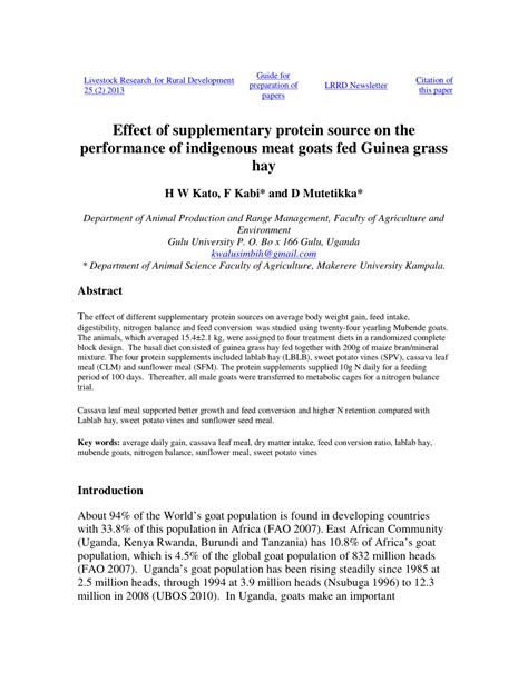 Pdf Effect Of Supplementary Protein Source On The Performance Of