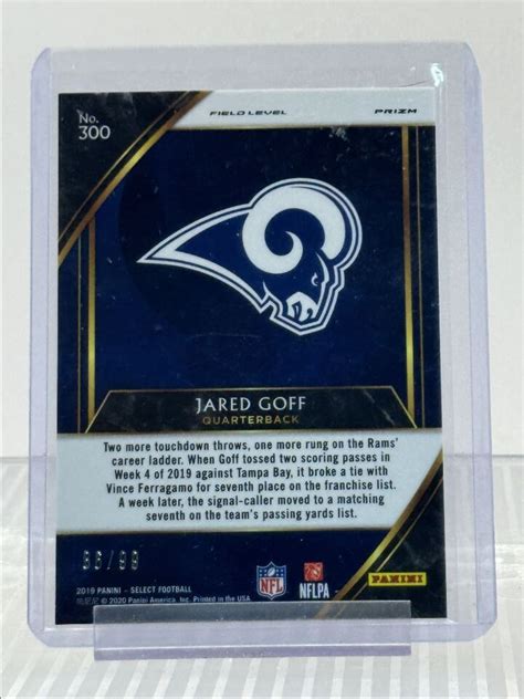 Jared Goff Select Football Field Level Tri Color Prizm Q