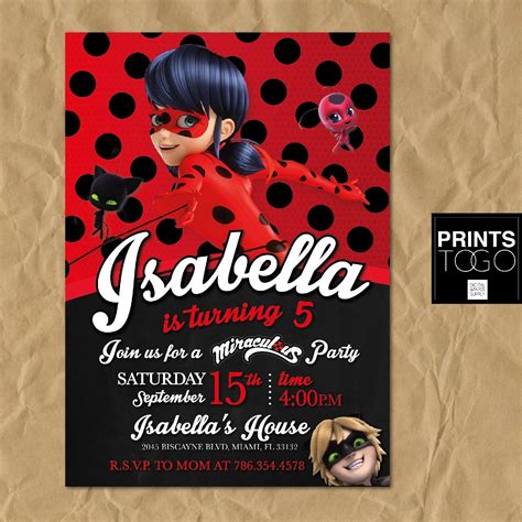 Free Printable Miraculous Ladybug Invitation Template