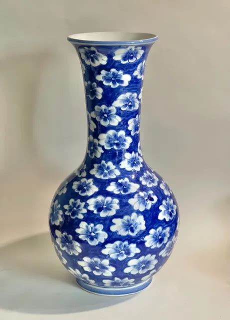 Chine Xxe Grand Vase Balustre En Porcelaine Bleue Et Blanche Cm Eur