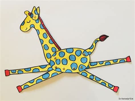 Beweegbare Giraffe Kleurplaat Bouwplaat Giraffe Giraffes Giraffen