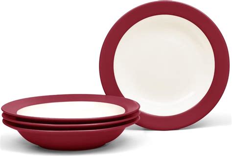 Noritake Colorwave Rim Soup Pasta Bowl Raspberry Set Of 4 Home And Kitchen