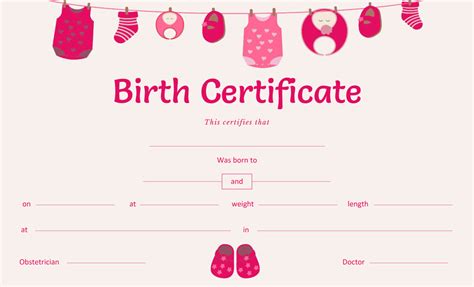 Free Editable Birth Certificate Templates