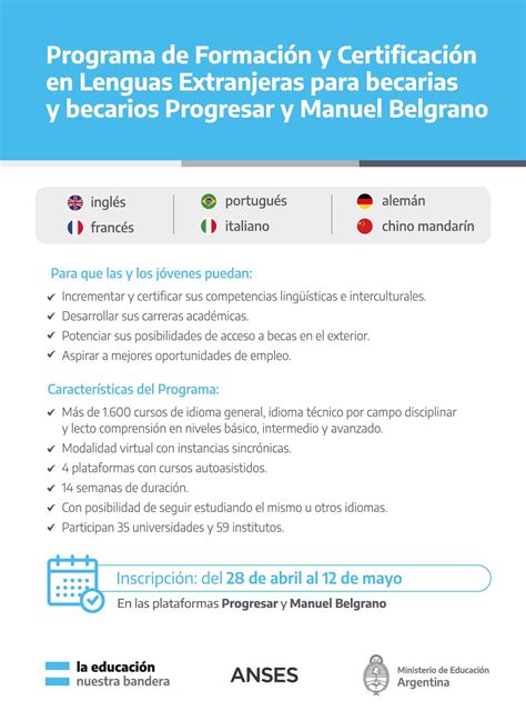 Programa de Formación y Certificación en Lenguas Extranjeras para