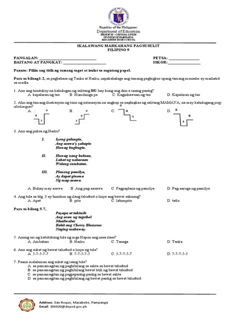 2nd Periodical Test Filipino 9 Final Edited Pdf