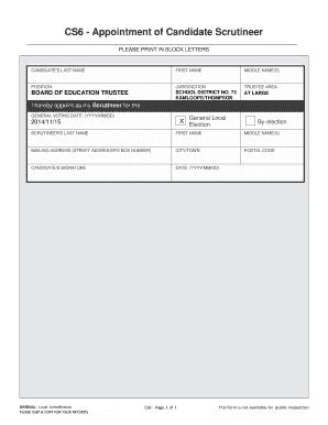 Fillable Online Kamloops Appointment Of Scrutineer Forms City Of