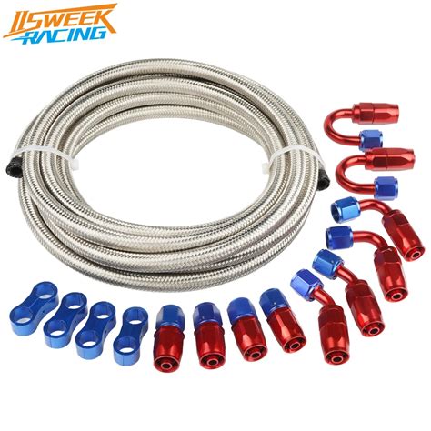 Universal An4 6 Hose Fitting Kit 5m 16ft Stainless Steel Braided Fuel