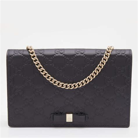 Gucci Black Guccissima Leather Wallet On Chain Gucci The Luxury Closet