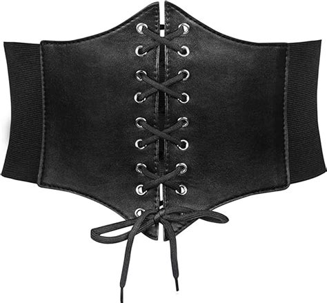 Jasgood Womens Elastic Costume Waist Belt Lace Up Tied Waspie Corset